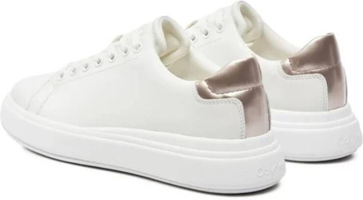 Calvin Klein Leren Lace-Up Cupsole Sneakers White Dames