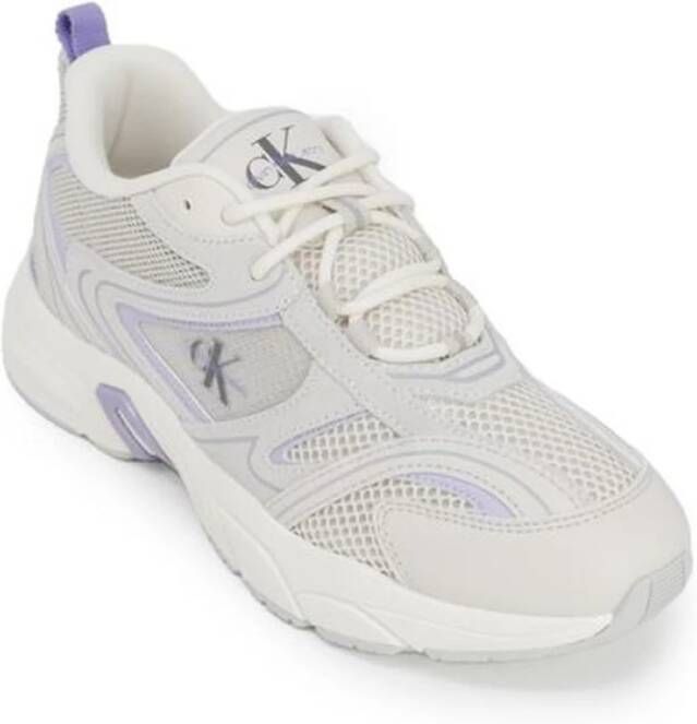 Calvin Klein Leren Sneaker met 4 5 cm Hak White Dames