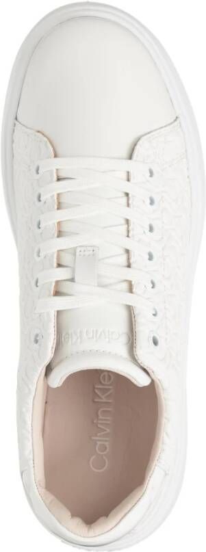 Calvin Klein Logo Patroon Veterschoenen White Dames