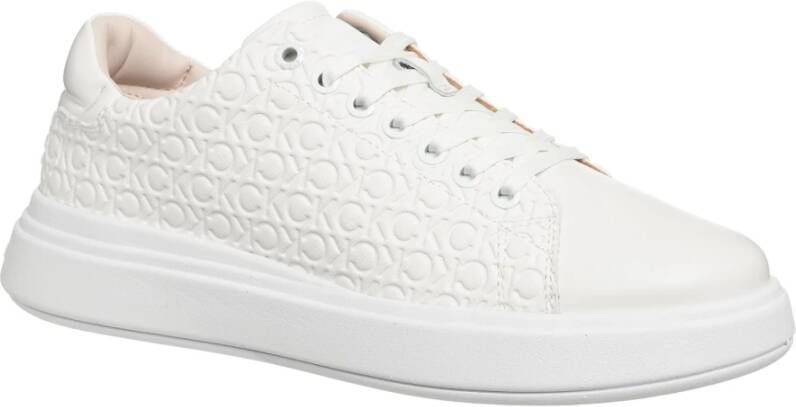 Calvin Klein Logo Patroon Veterschoenen White Dames