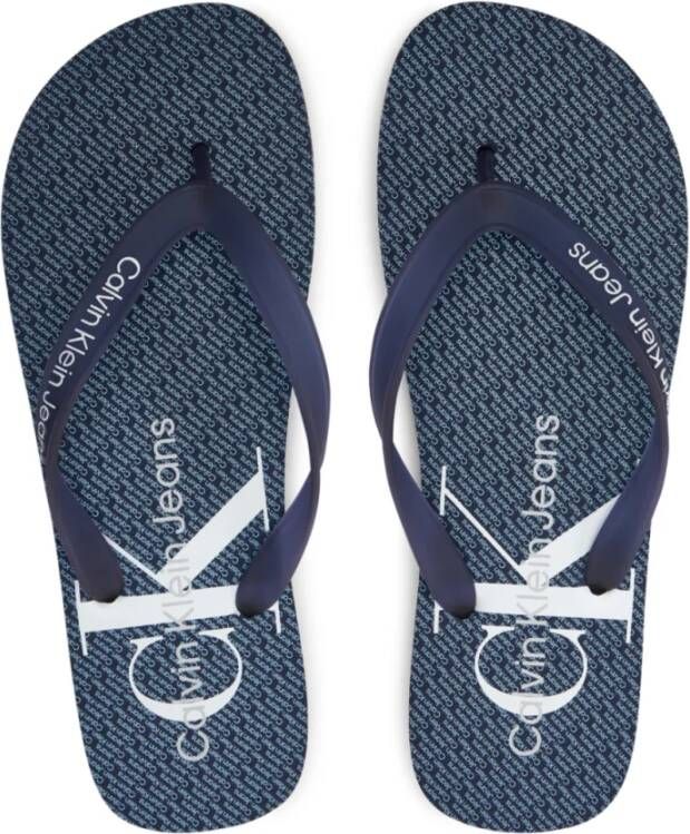 Calvin Klein Logo Platte Schoenen Blauw Blue Heren