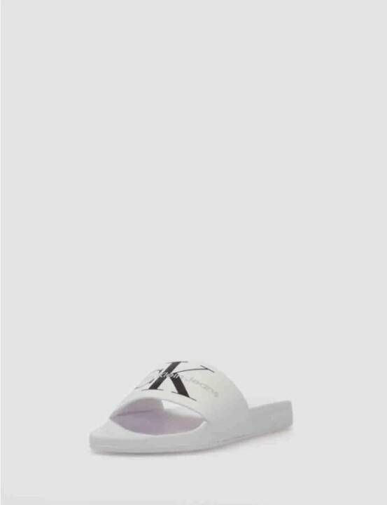 Calvin Klein Monogram Slide Sandalen Wit White Heren