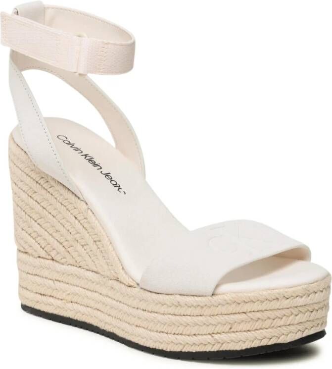 Calvin Klein Multicolor Leren Espadrilles Sandalen White Dames