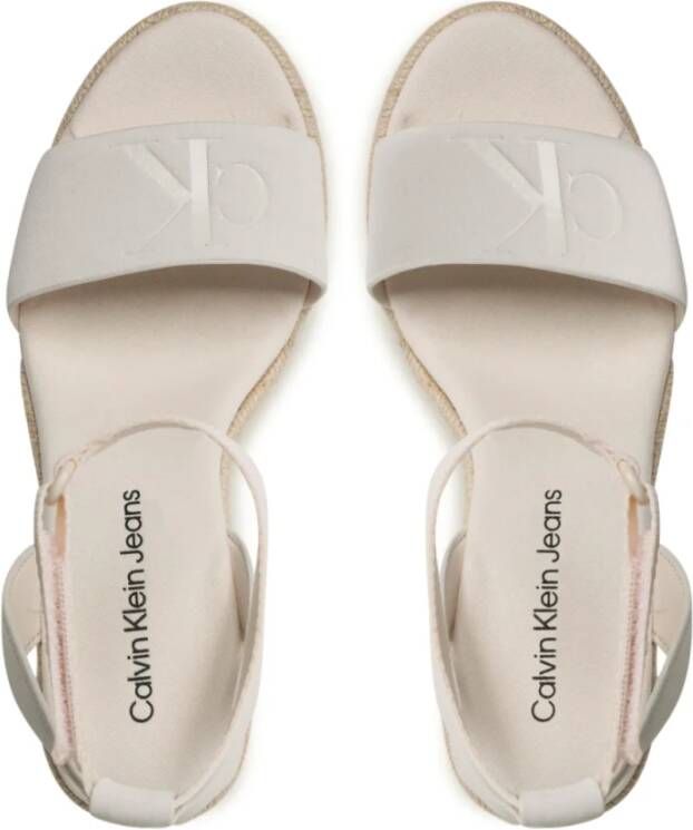 Calvin Klein Multicolor Leren Espadrilles Sandalen White Dames