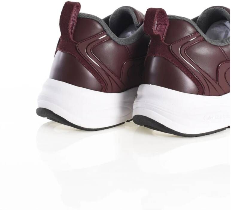 Calvin Klein Paarse Leren Sneakers Brown Heren