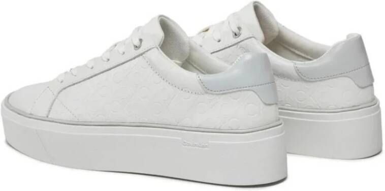 Calvin Klein Platform Lace-Up Sneakers Mono Mix White Dames