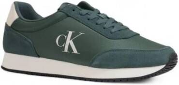 Calvin Klein Premium Leren Sneaker voor Mannen Green Heren