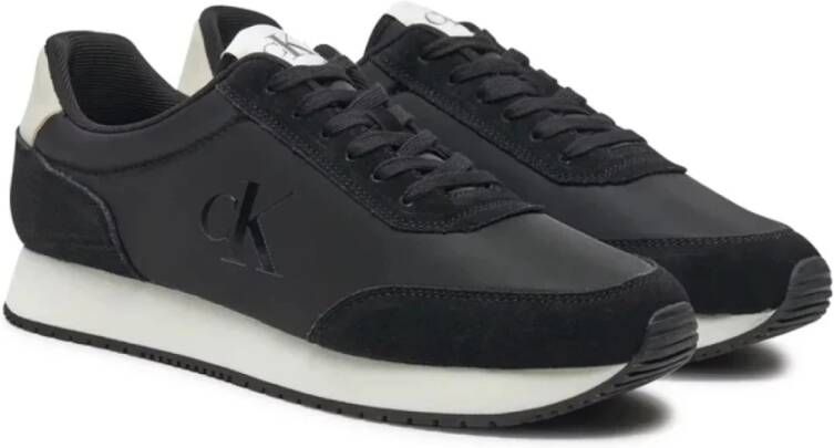 Calvin Klein Retro Runner Sneakers in Faux Leer Black Heren