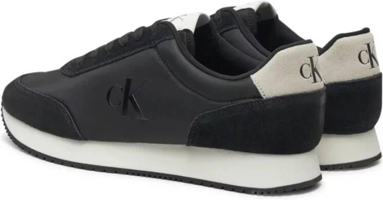 Calvin Klein Retro Runner Sneakers in Faux Leer Black Heren