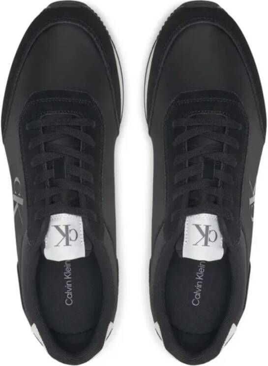 Calvin Klein Retro Runner Sneakers in Faux Leer Black Heren