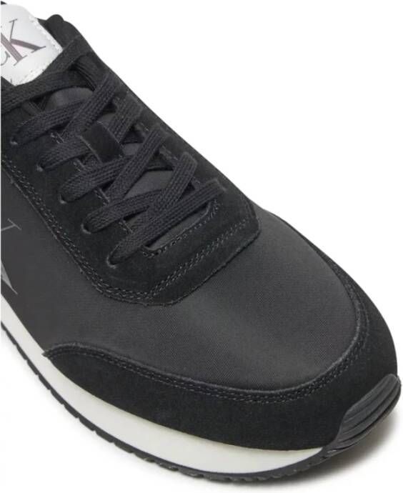 Calvin Klein Retro Runner Sneakers in Faux Leer Black Heren