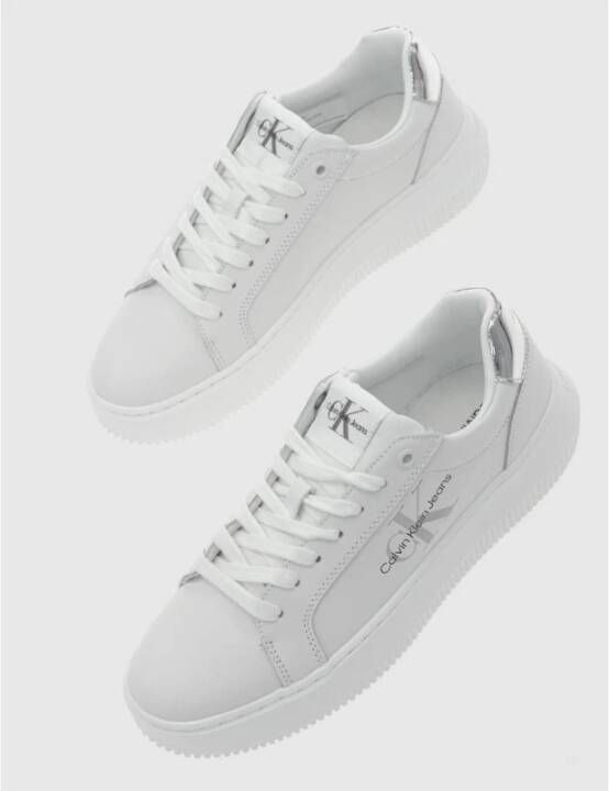 Calvin Klein Witte Polyester Sneaker met Contrasterende Details White Schoenen