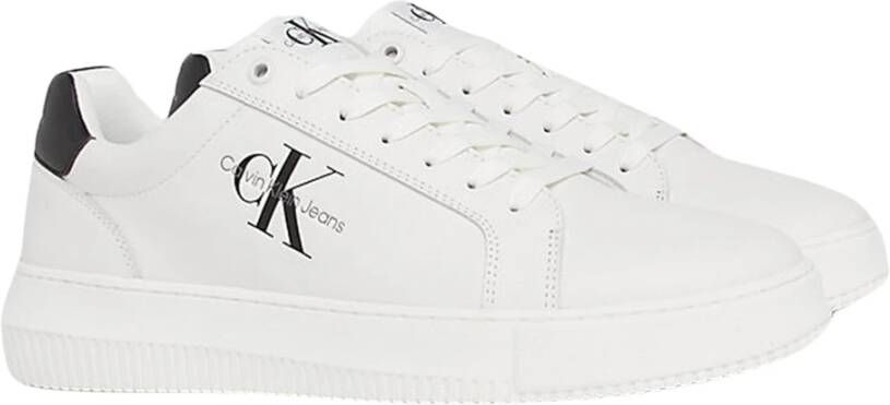 Calvin Klein Chunky Cupsole Mono Lederen Sneakers Wit Heren