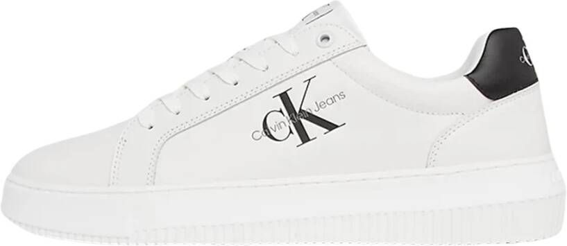 Calvin Klein Chunky Cupsole Mono Lederen Sneakers Wit Heren