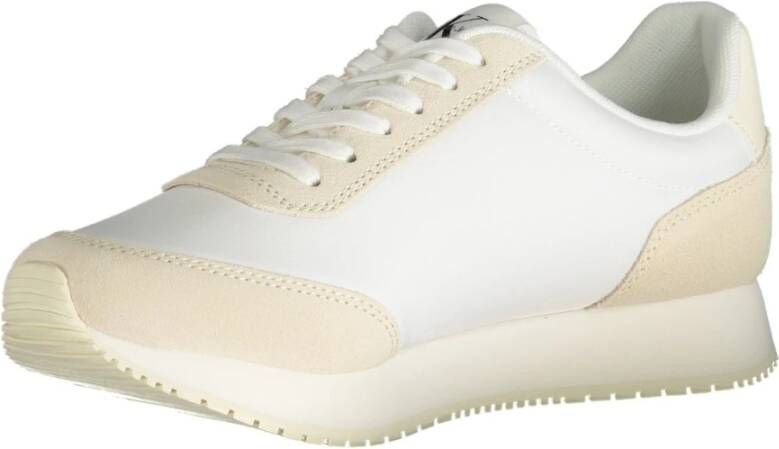 Calvin Klein Sportieve Beige Vetersneakers met Contrastdetails Beige Dames