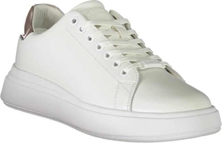 Calvin Klein Sportieve witte vetersneakers met contrastdetails White Dames