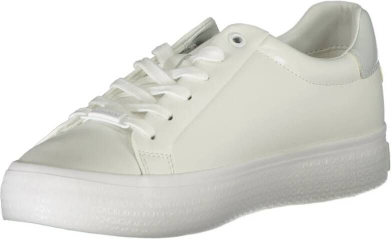 Calvin Klein Sportieve witte vetersneakers met contrastdetails White Dames