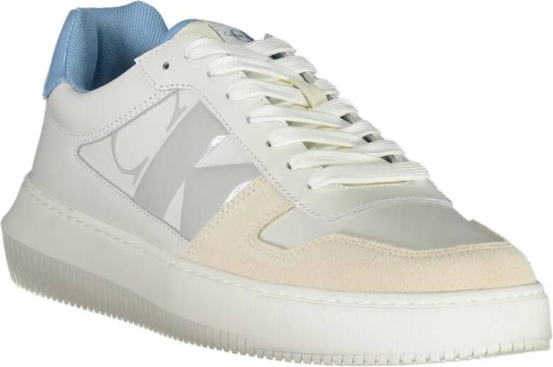 Calvin Klein Sportieve witte vetersneakers met logo White Heren