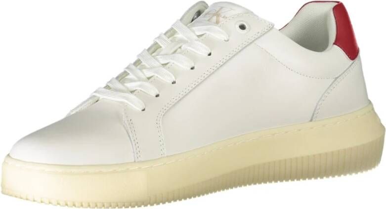 Calvin Klein Sportieve witte vetersneakers met print White Heren