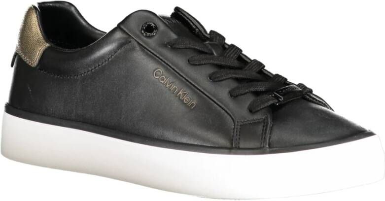 Calvin Klein Sportieve Zwarte Veterschoenen met Contrastdetails en Logoprint Black Heren