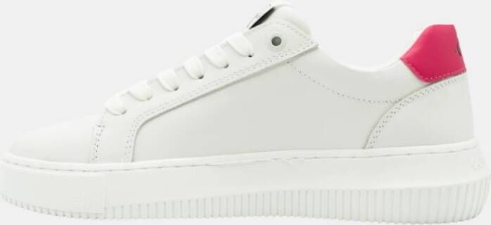 Calvin Klein Stijlvolle Witte Leren Sneakers White Dames