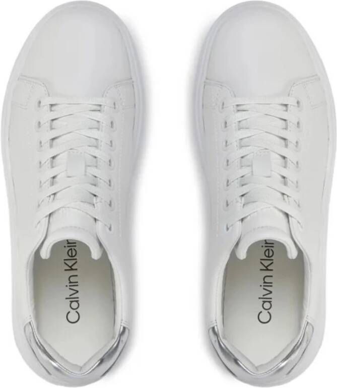 Calvin Klein Verhoogde Cupsole Veterschoenen van Leer White Dames