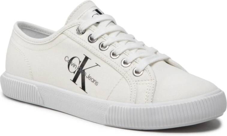 Calvin Klein Witte Canvas Tennisschoenen White Dames