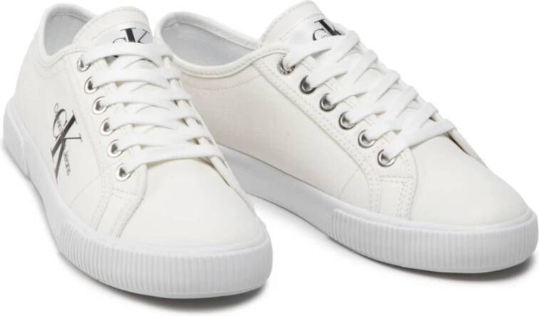 Calvin Klein Witte Canvas Tennisschoenen White Dames