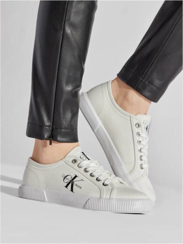 Calvin Klein Witte Canvas Tennisschoenen White Dames