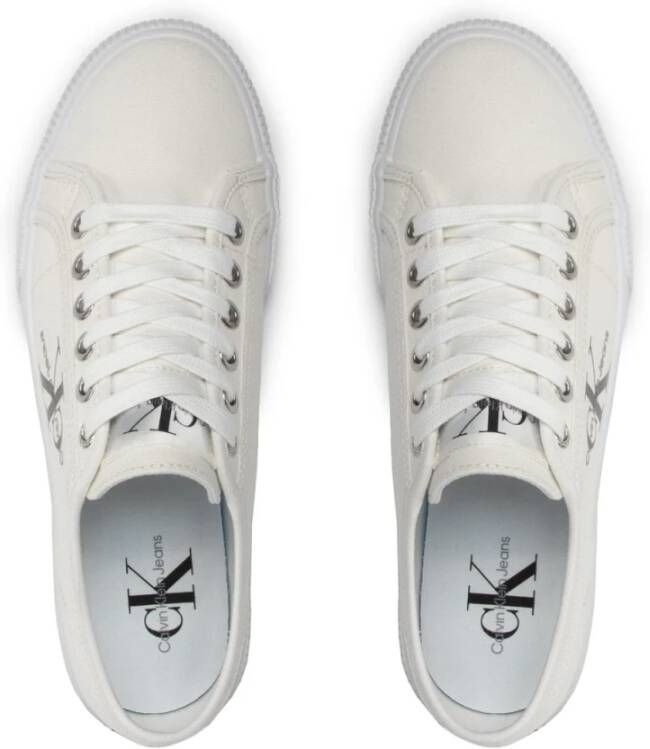 Calvin Klein Witte Canvas Tennisschoenen White Dames