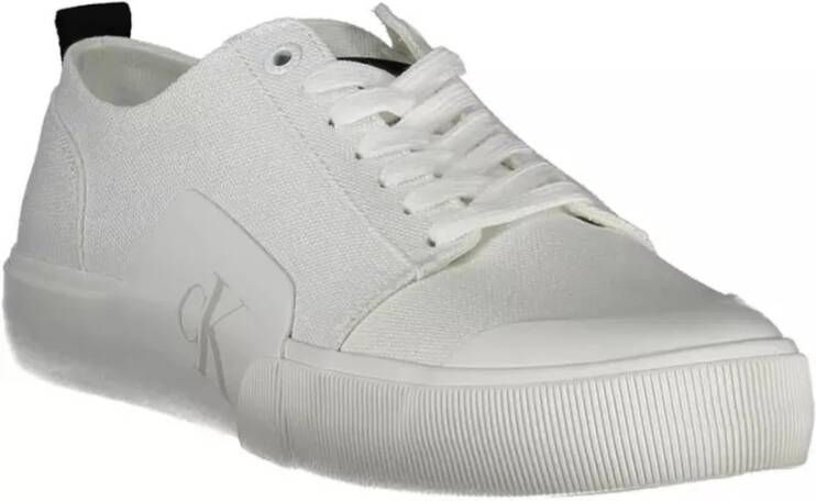 Calvin Klein Witte Katoenen Sneaker met Logo Print Wit Heren