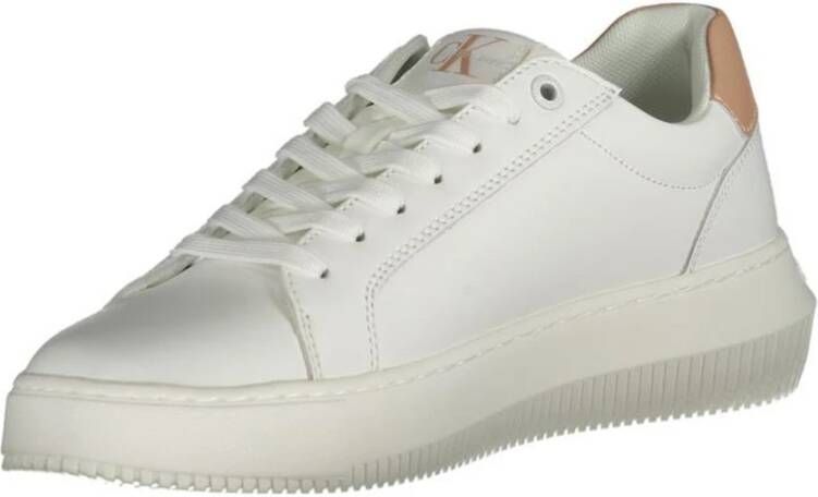 Calvin Klein Witte Lage-Top Polyester Sneakers White Dames