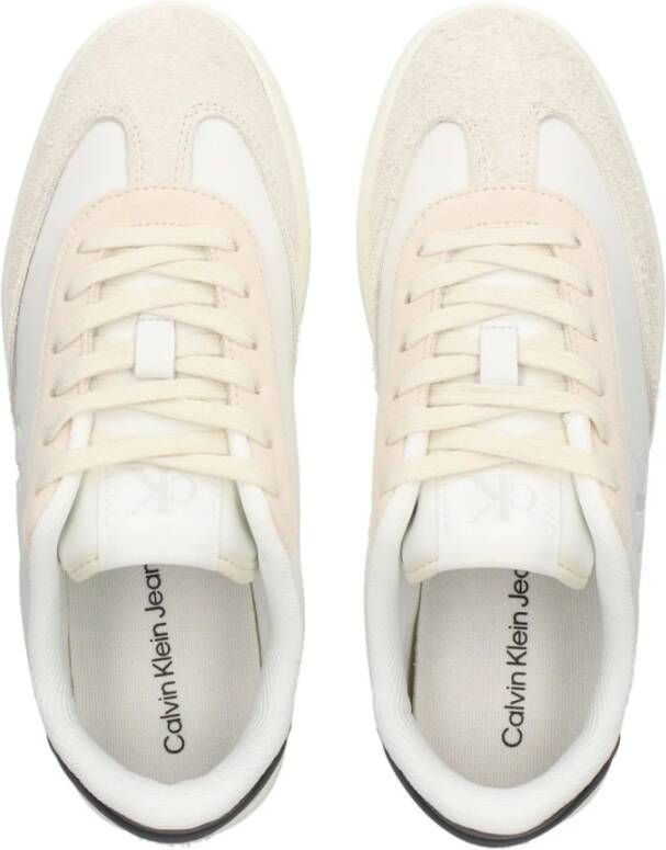 Calvin Klein Witte Leren Lage Sneakers Beige Dames