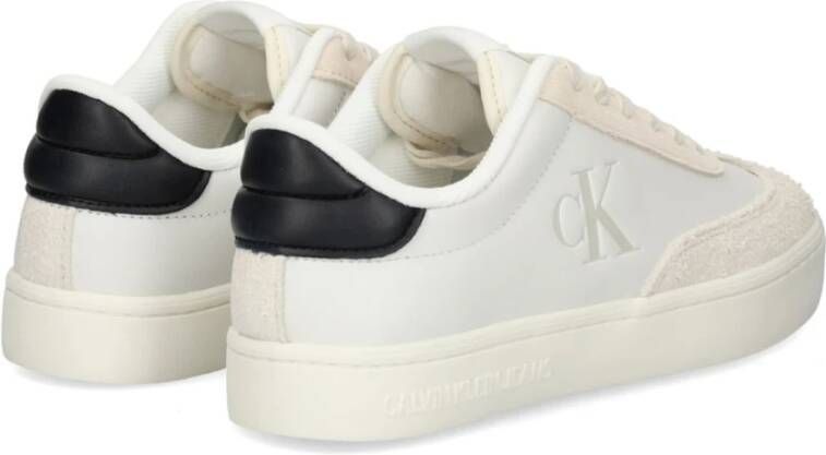 Calvin Klein Witte Leren Lage Sneakers Beige Dames