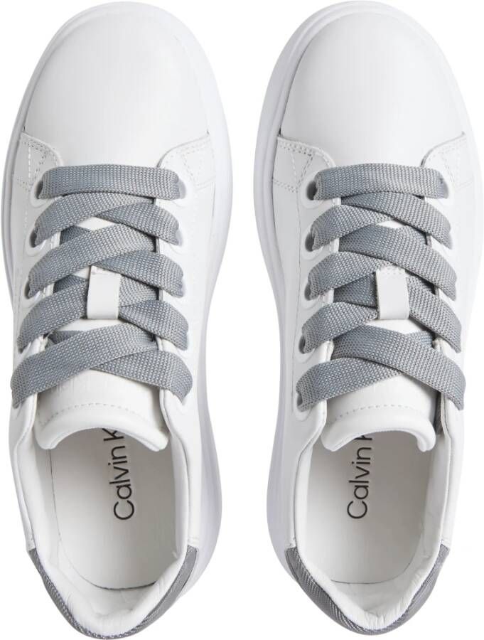 Calvin Klein Witte Leren Sneakers Comfortabele Schuim Binnenzool White Dames