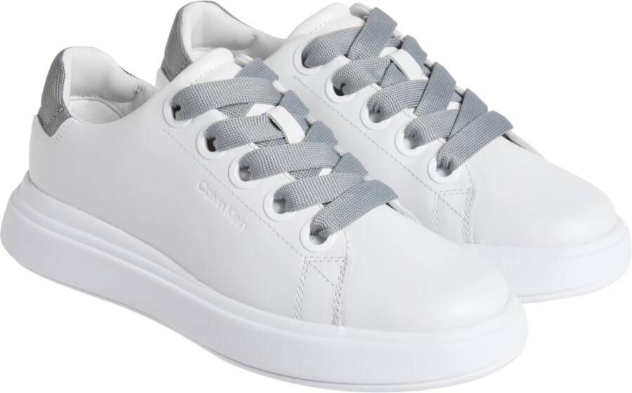 Calvin Klein Witte Leren Sneakers Comfortabele Schuim Binnenzool White Dames