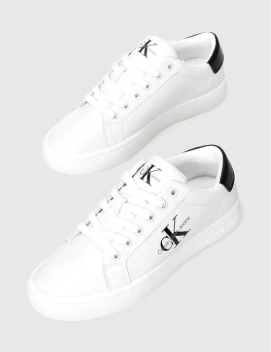 Calvin Klein Witte Leren Veterschoenen White Dames