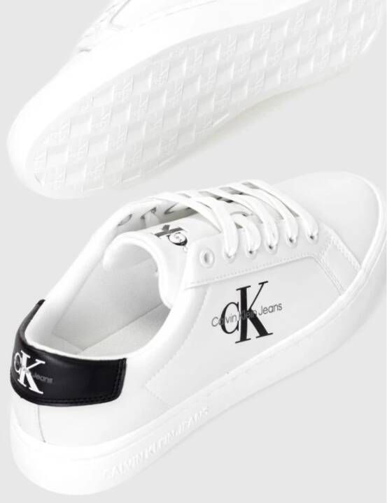 Calvin Klein Witte Leren Veterschoenen White Dames