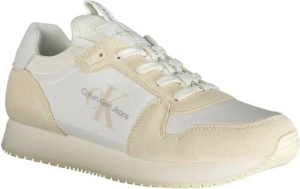 Calvin Klein Witte polyester sneakers met contrastdetails White Heren