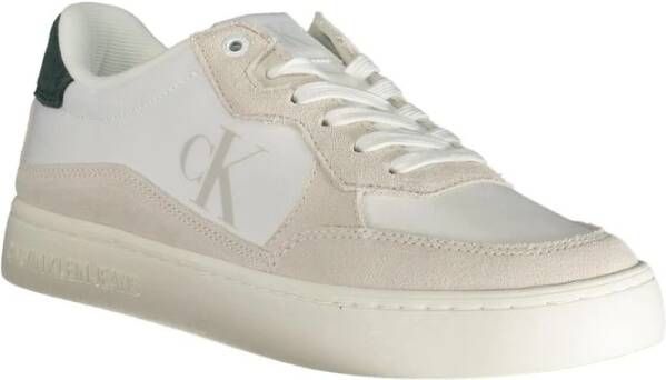 Calvin Klein Witte polyester sneakers met logoprint White Heren