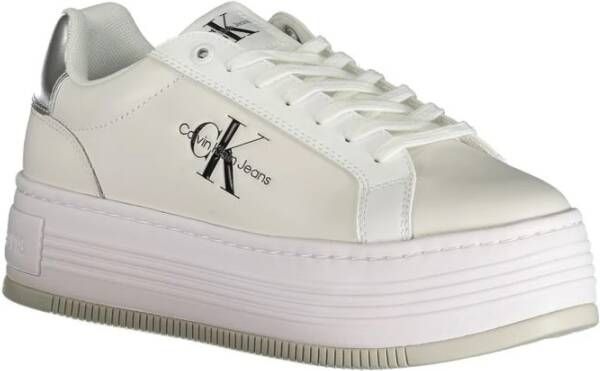 Calvin Klein Witte polyester sneakers met sleehak White Dames