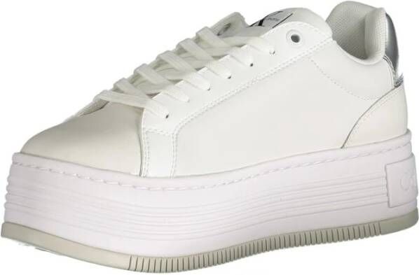 Calvin Klein Witte polyester sneakers met sleehak White Dames