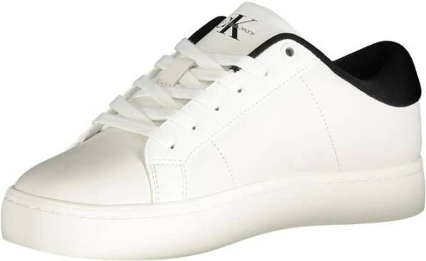 Calvin Klein Witte polyester sneakers met veters contrastdetails print logo White Dames