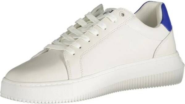 Calvin Klein Witte polyester sneakers met veters print contrastdetails logo White Heren