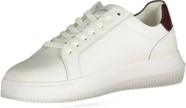 Calvin Klein Witte polyester sneakers met veters print contrastdetails logo White Heren