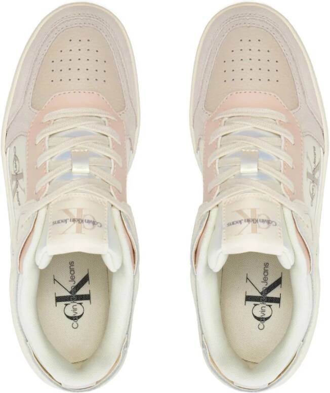 Calvin Klein Witte Sneakers Leer Hoge Kwaliteit Multicolor Dames