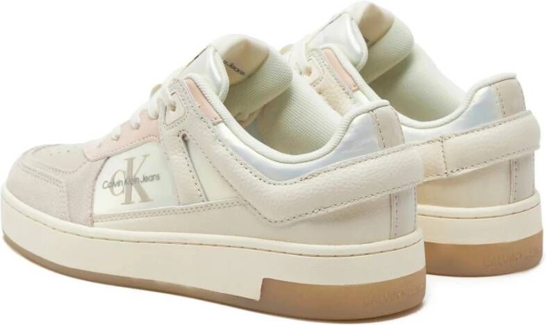 Calvin Klein Witte Sneakers Leer Hoge Kwaliteit Multicolor Dames