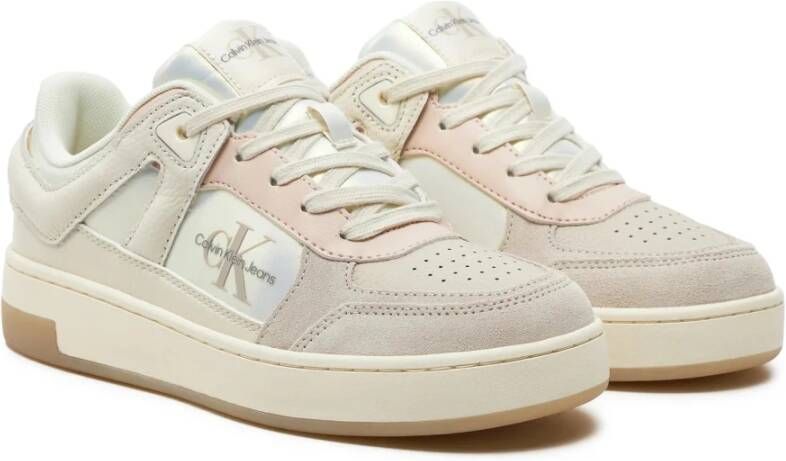 Calvin Klein Witte Sneakers Leer Hoge Kwaliteit Multicolor Dames