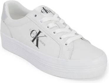 Calvin Klein Zilveren Leren Sneakers voor Vrouwen White Dames