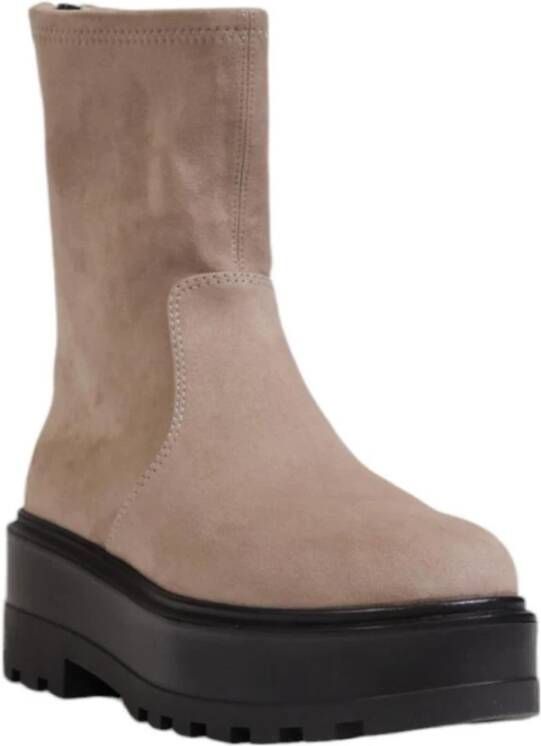 Calvin Klein Zip Flatform Schoenen Herfst Winter Collectie Beige Dames